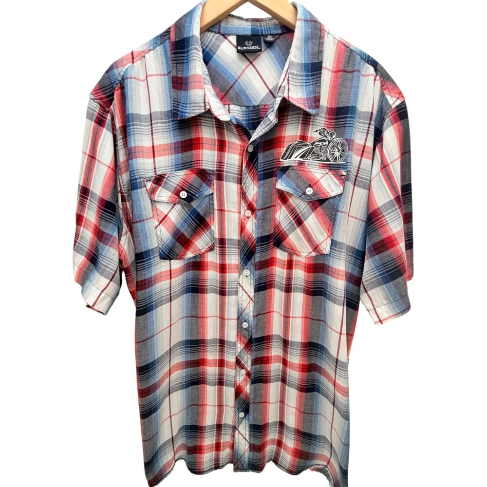 Burnside White Button-Up Cotton Men's 3XL